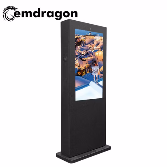 Android Innovadores medios publicitarios Pantalla vertical refrigerada por aire Piso Máquina de publicidad exterior-1 49 pulgadas LED Digital Signage Bus Anuncio visual
